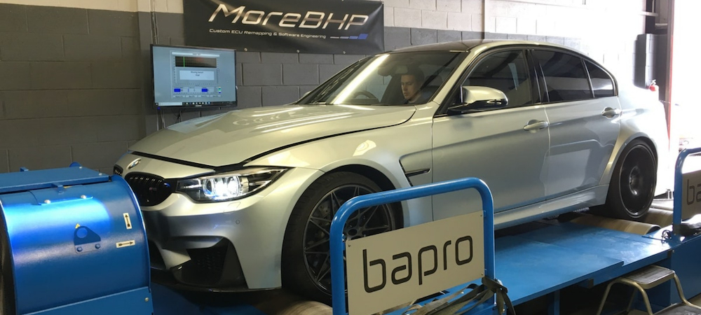 BMW M3 Competition being remapped on the rolling road at MoreBHP